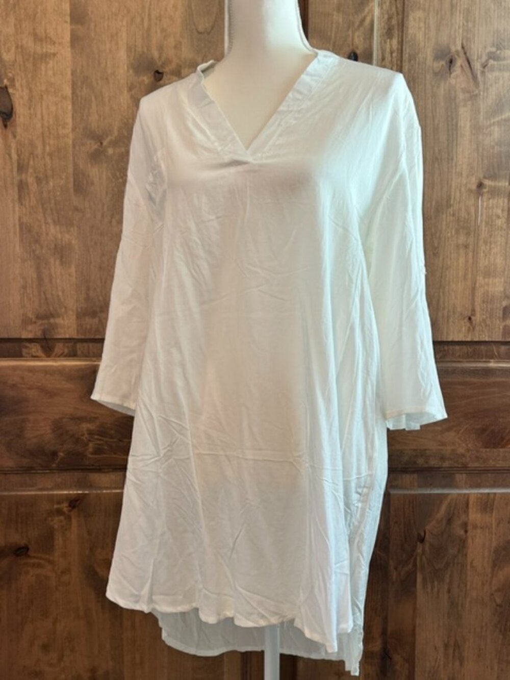 White Oversized Tunic Top with Chest Pocket